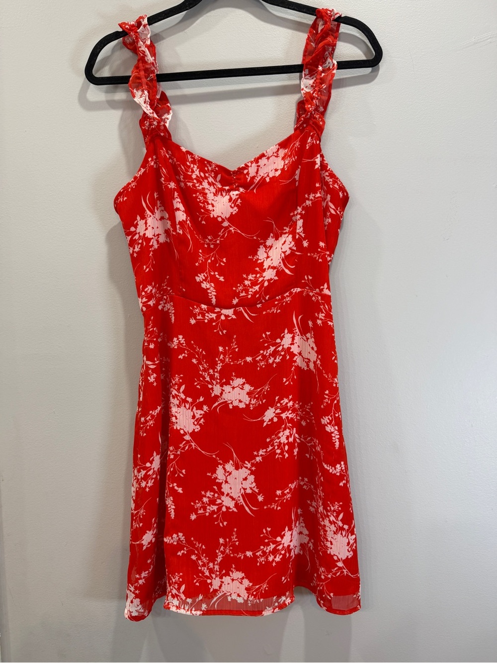 All in Favor Red and White Floral Mini Dress